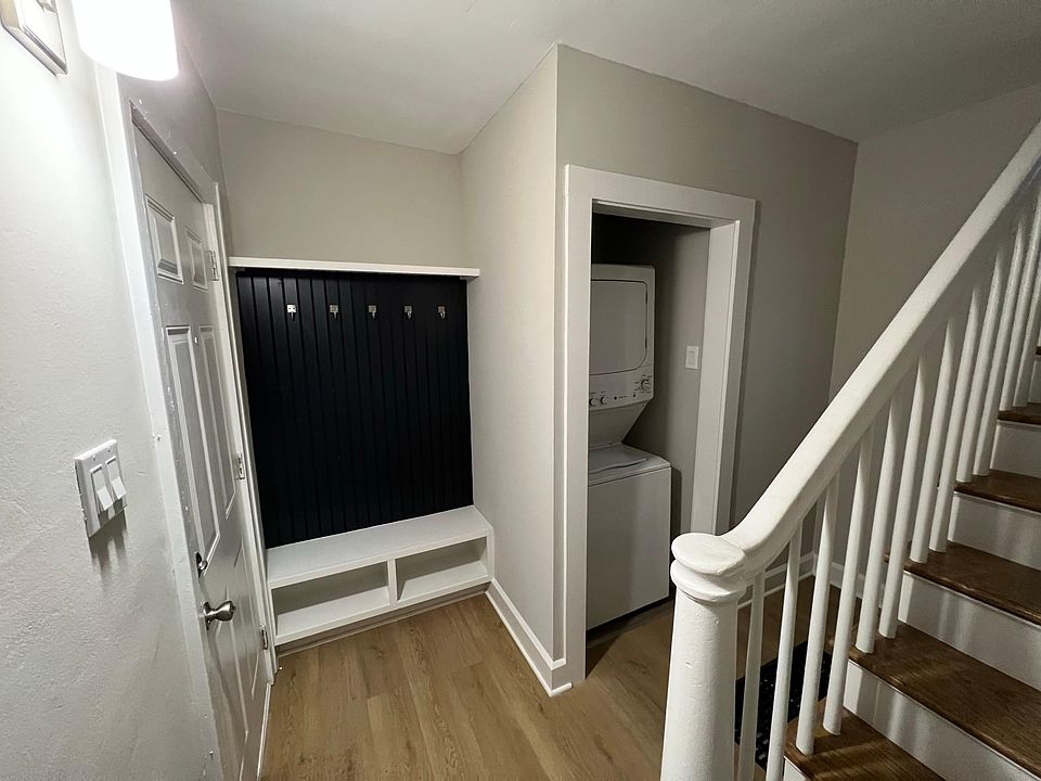 Entrance on ground floor into mudroom and laundry center.
