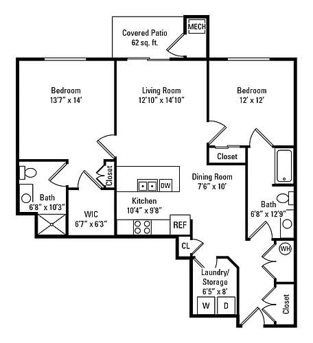 Floor plan 2B/2B D