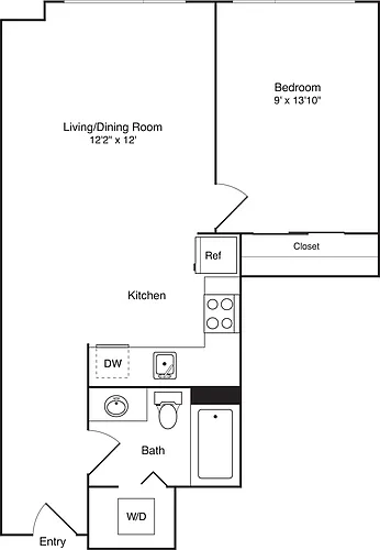 Floor plan 1 Bedroom E