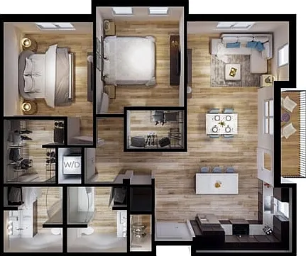 2x2 | Fischer Lane | 1262 - 1281 SQ FT 2x2 | Fischer Lane | 1262 - 1281 SQ FT