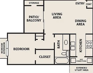 A1 floor plan Creekwood Apartment Homes