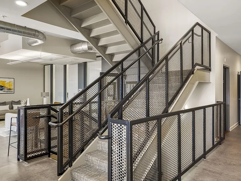 Our Apartment Building Interior Staircase at Sleek Lofts Apartments in Denver, Colorado