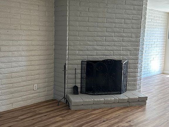 Freshly painted fireplace
