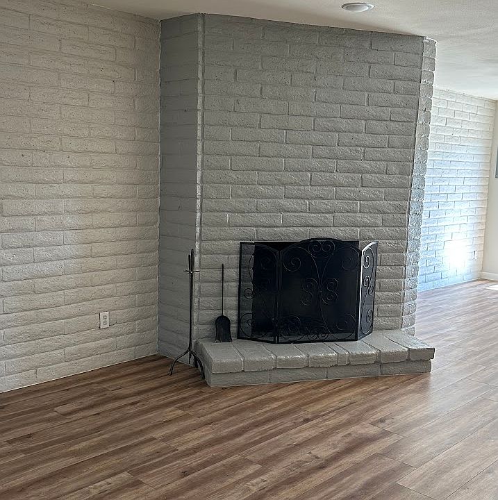 Freshly painted fireplace