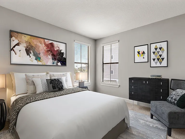 Retreat to a bedroom built for relaxation.