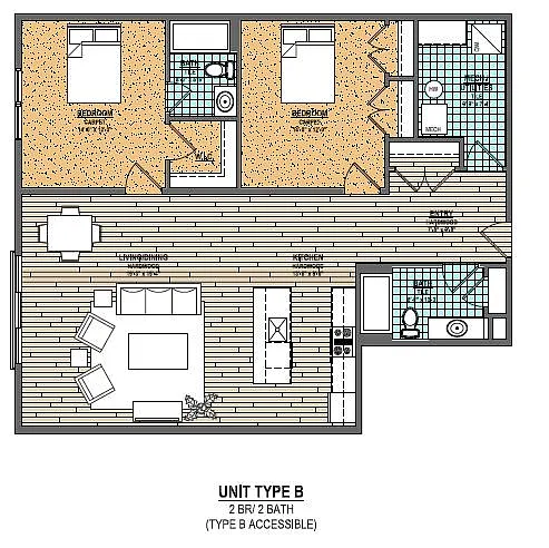 Floor plan Blockley II - 2 Bed 2 Bath