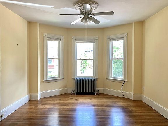 High ceilings in the bright living room