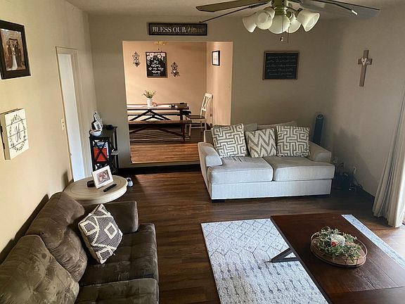 View from living room into kitchen
