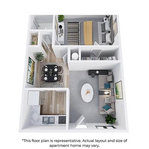 Floor plan 1 bedroom, 1 bathroom
