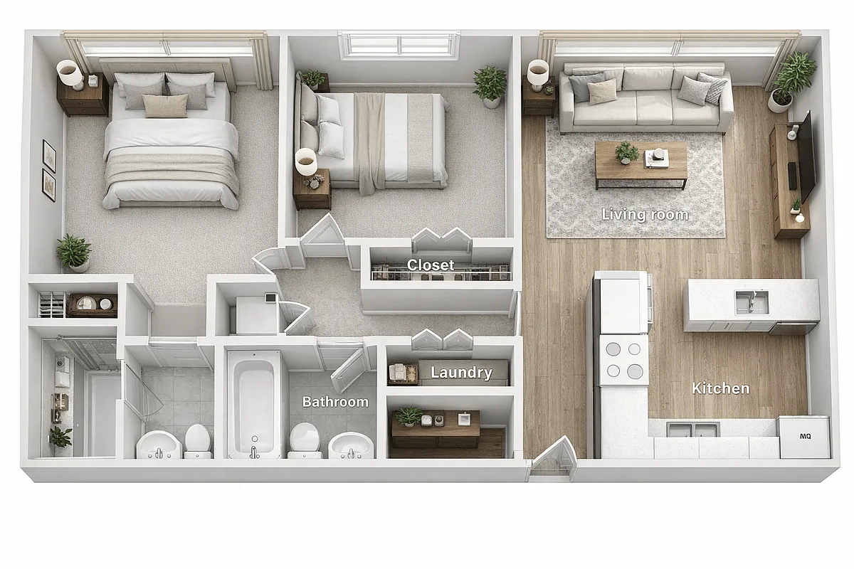 Floor plan 2 Bedroom Gardens II