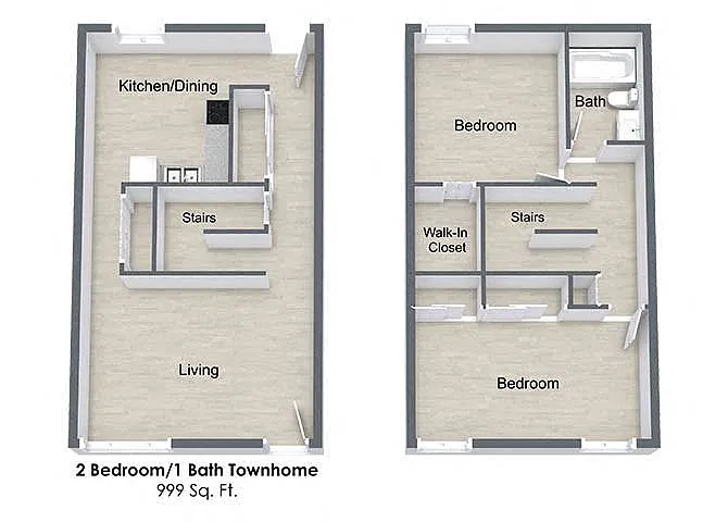 Floor plan Two Bedroom Townhome