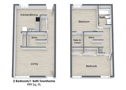 Floor plan Two Bedroom Townhome