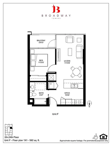 Floor plan Broadway F 1x1
