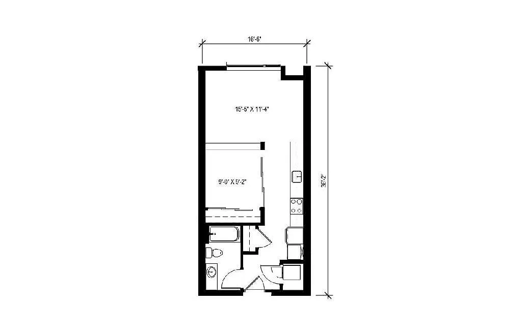 Floor plan Urban 1 Bedroom - U12