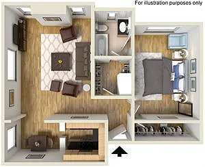 Floor plan Furnished One Bedroom