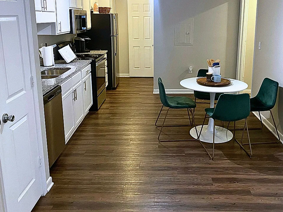 Kitchen / Dining Area with Hardwood Floors