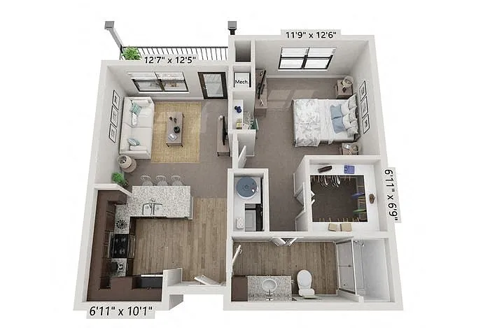 Floor plan 1X1 - A1