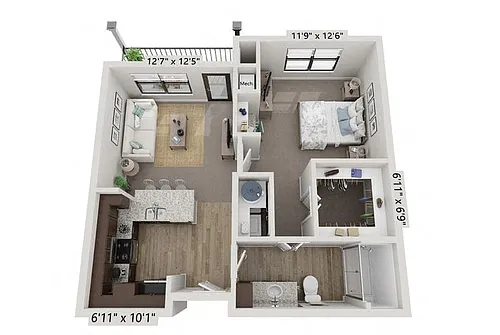 Floor plan 1X1 - A1