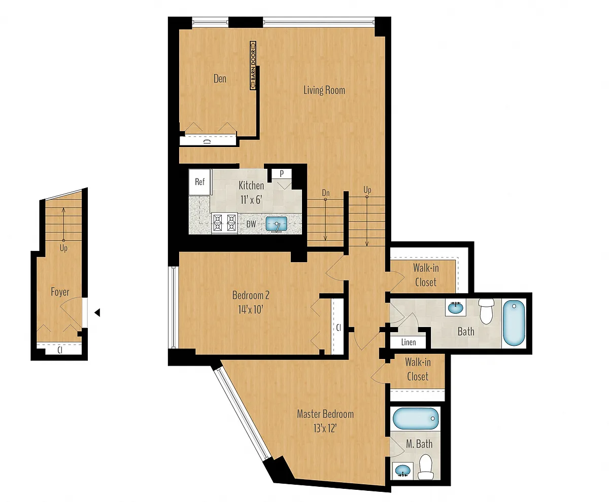 Floor plan 2 Bedroom + Den