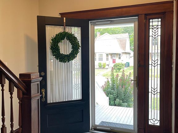 Looking out on 33rd Ave through a beautiful oversized door.