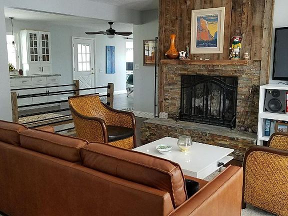 Custom fireplace in spacious living room
