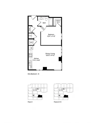Floor plan ONE BEDROOM E
