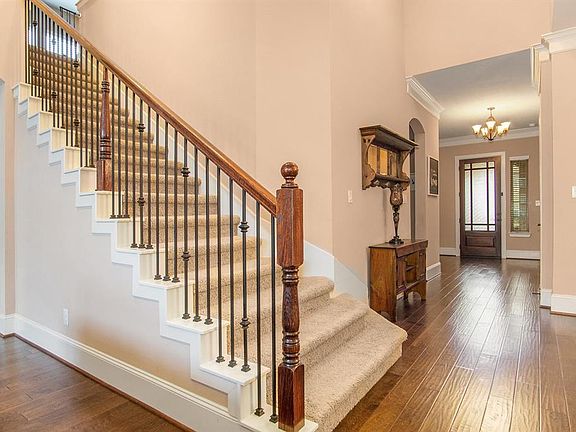 Beautiful wrought iron spindles on staircase.