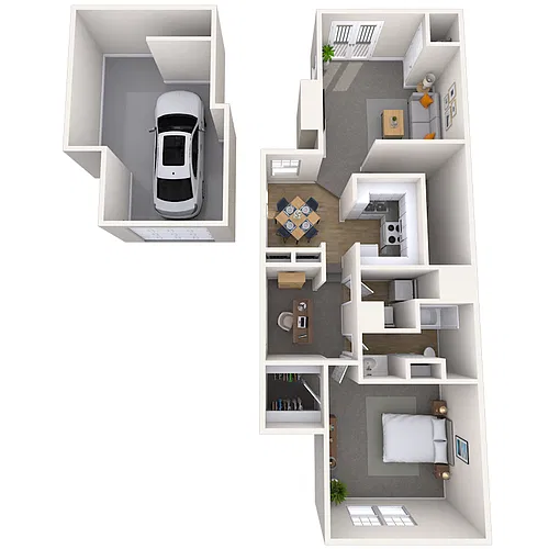 Floor plan Carriage Home 1x1 975-1069 SF