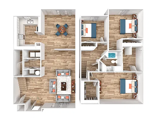 Floor plan 3 Bedroom 2.5 Bathroom Townhome