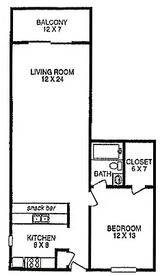 Floor plan 1 Bed 1 Bath
