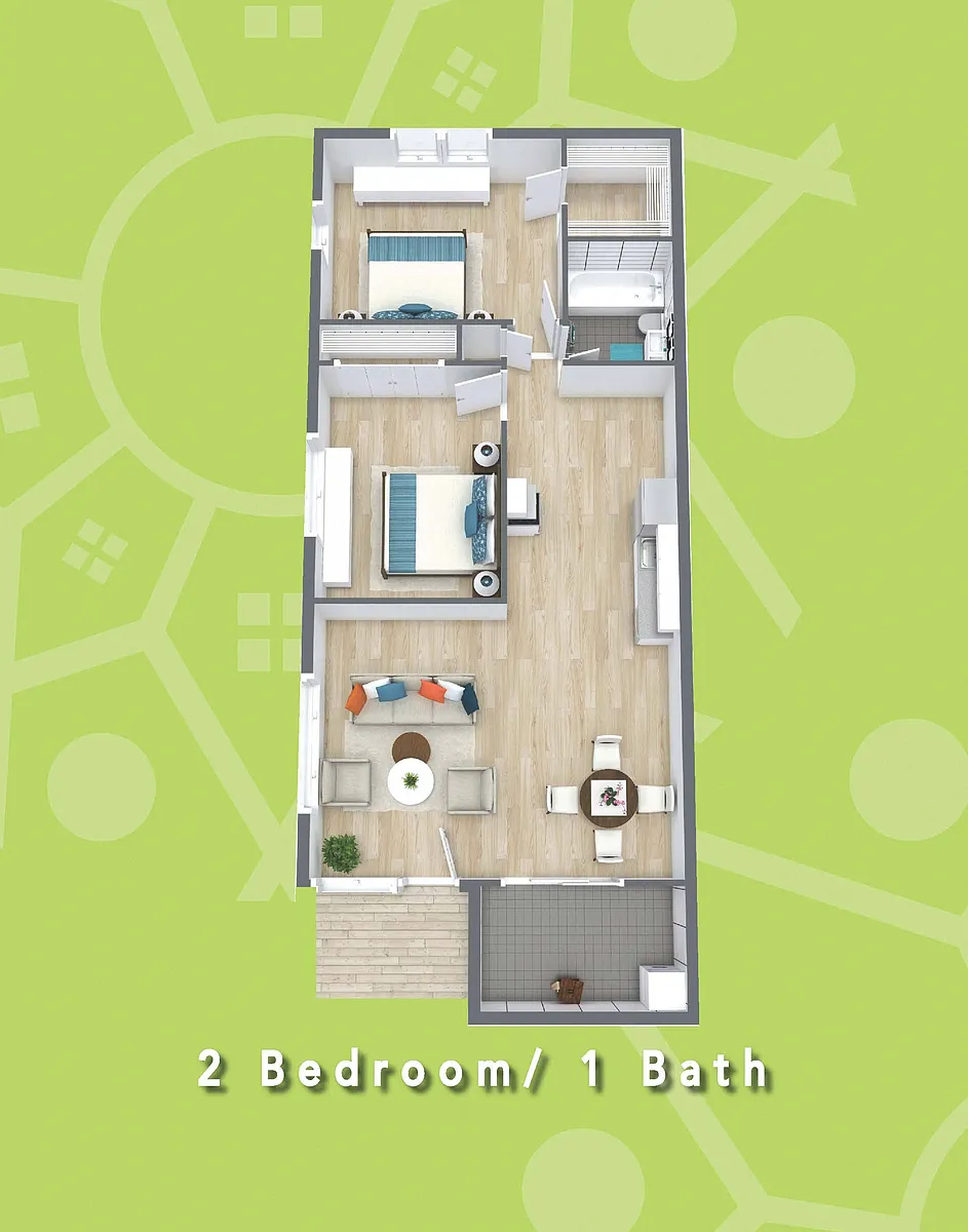 Floor plan 2 Bedroom 1 Bathroom