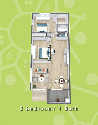 Floor plan 2 Bedroom 1 Bathroom