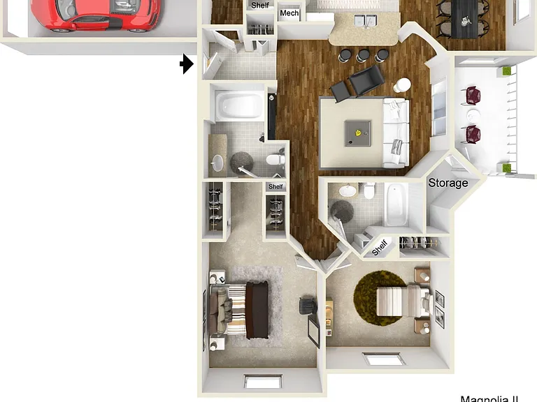 Villas at Gateway - Magnolia II - 2 Beds - 2 Baths - 1129 Sq. ft.