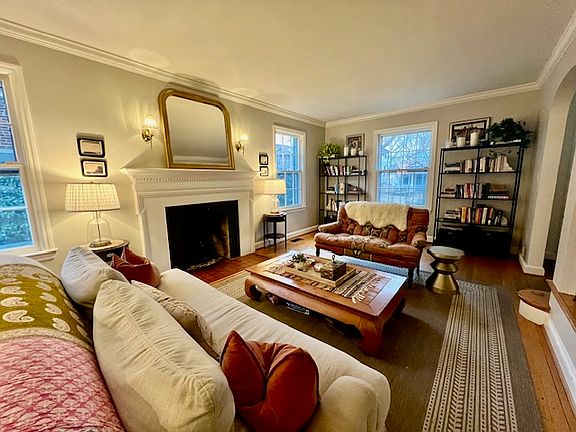 Living room showing gas fireplace