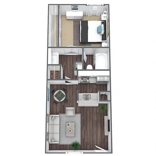 Floor plan A1: 1 Bed 1 Bath
