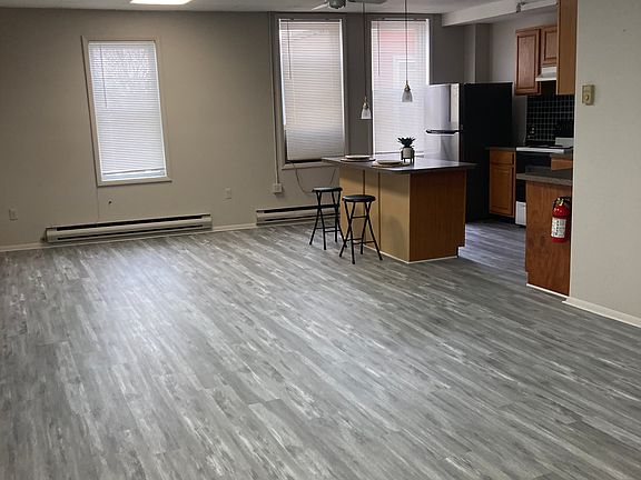 living space and kitchen