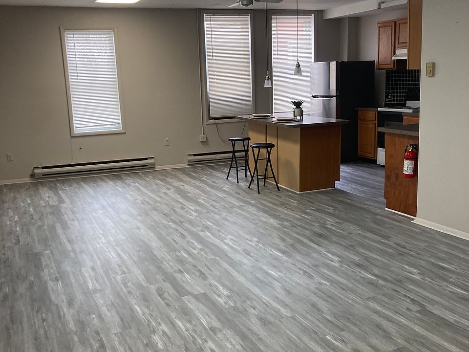 living space and kitchen