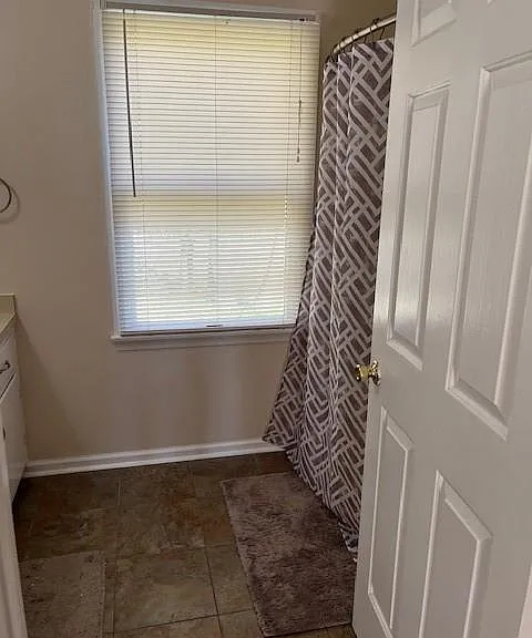 Shower view inside the door