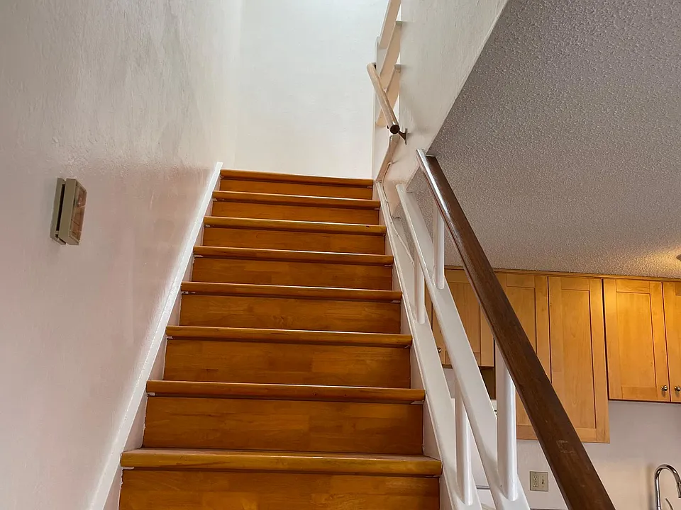stairway, skylight at 2nd floor landing