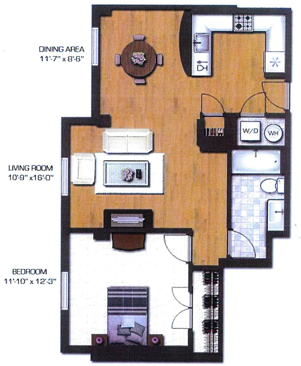 Floor plan One Bedroom, Type D