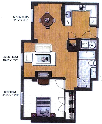 Floor plan One Bedroom, Type D