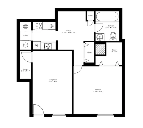 Floor plan 1 Bedroom 1 Bath