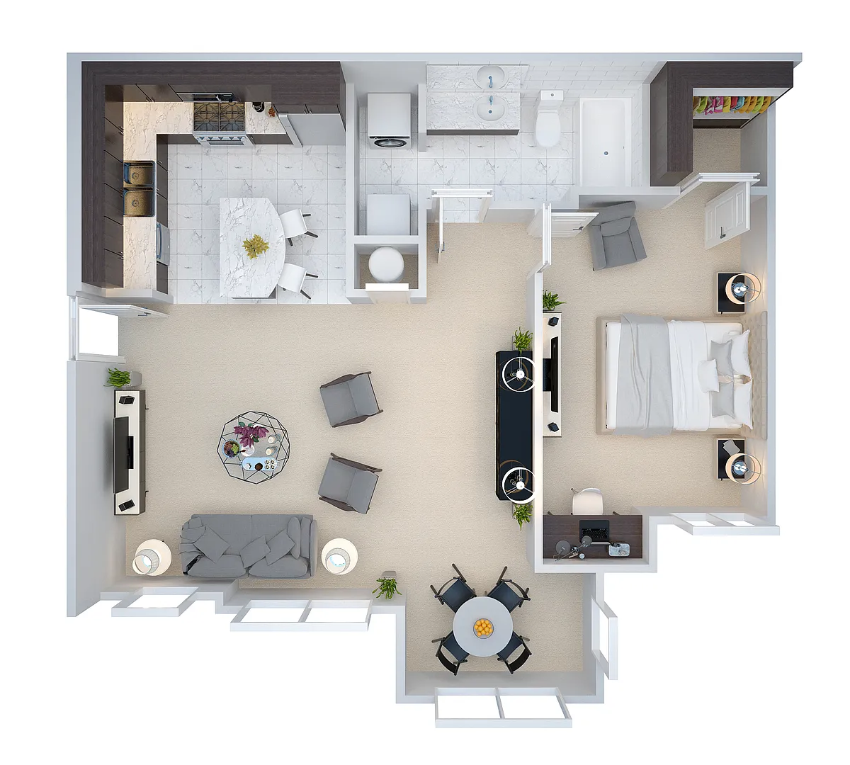 Floor plan 1 Bedroom 1 Bath Flat