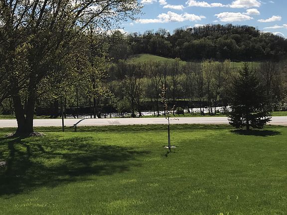 View of river across road