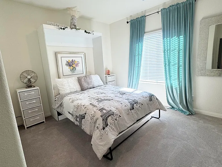 Exquisite murphy bed for multi-use function. Comfortable Queen mattress