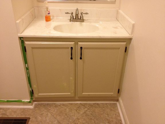 Hall Bath all new sink lighting floor tiled