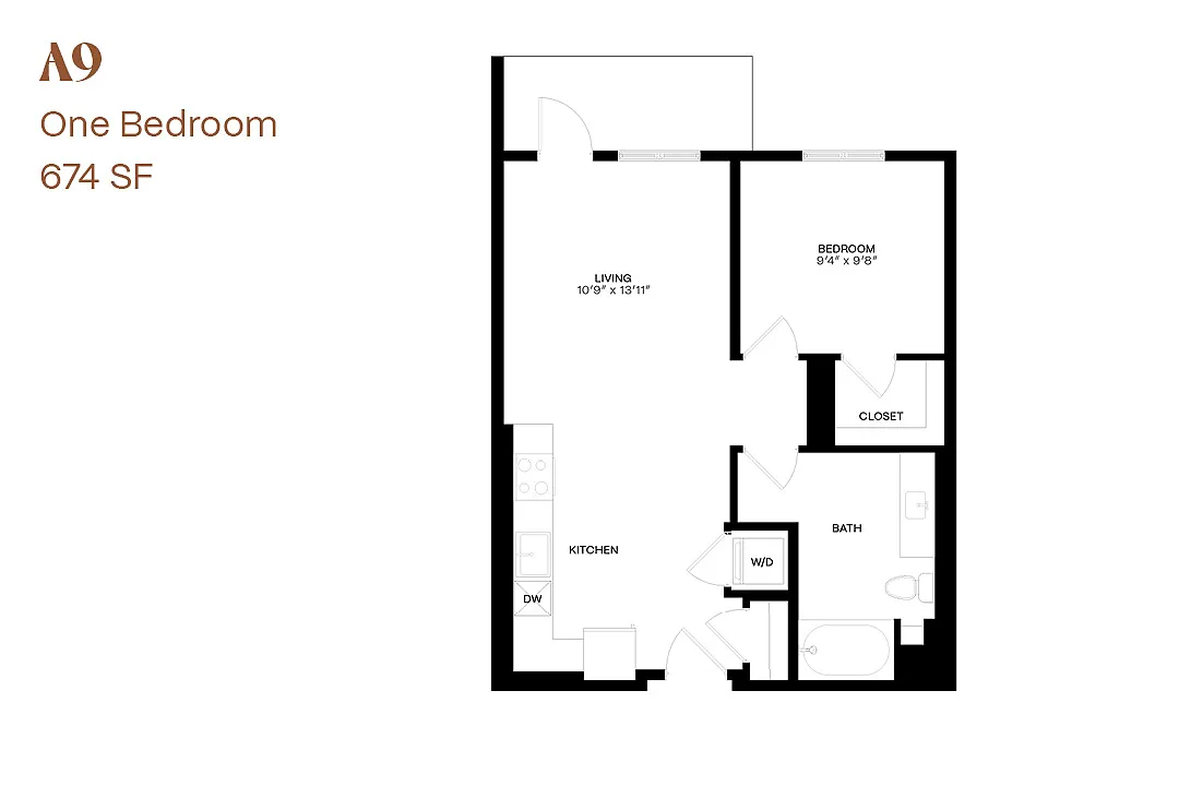 Floor plan One Bedroom A9