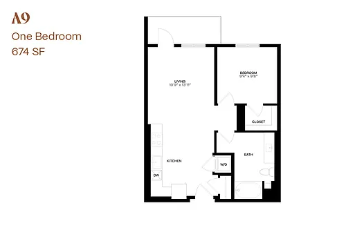 Floor plan One Bedroom A9