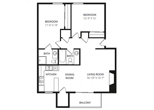 Floor plan 2x2 Edmond