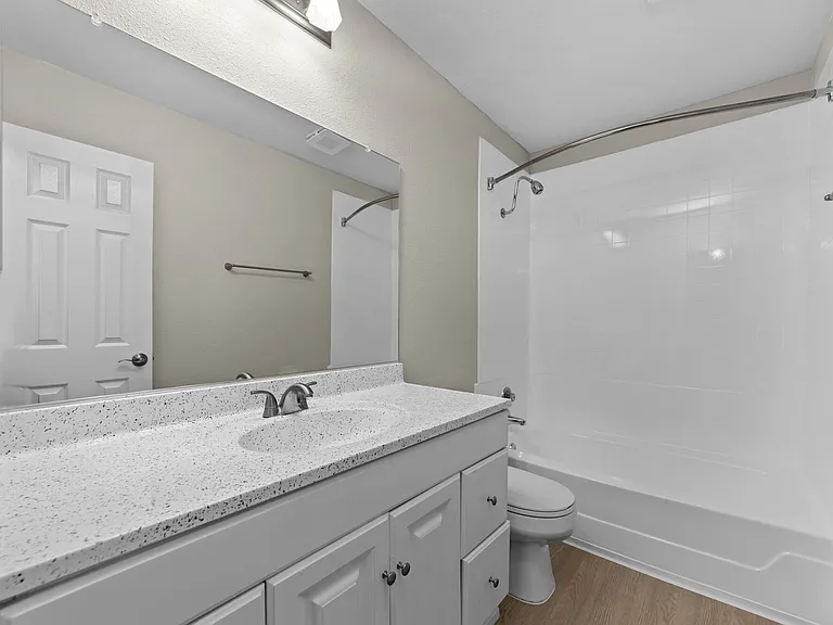 Apartment bathrooms at Strada Apartments in Orange, CA